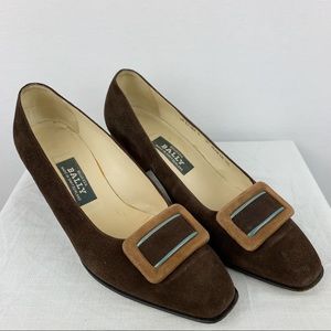 Bally Switzerland VTG Brown Suede Heeled Loafer